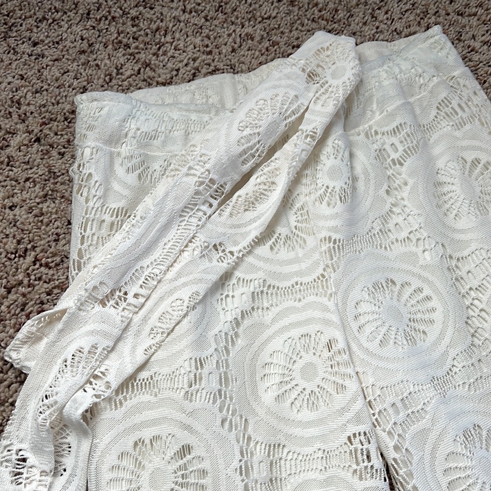 Elastic waist loose flowy lace bolero pants  CREAM. “2 B Together” - Picture 2 of 5